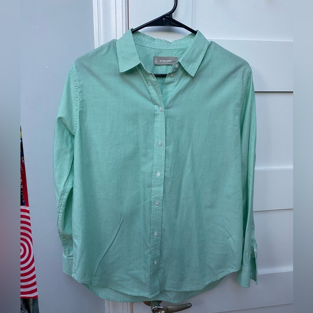 Everlane mint green pinstripe button down dress shirt - Picture 4 of 7